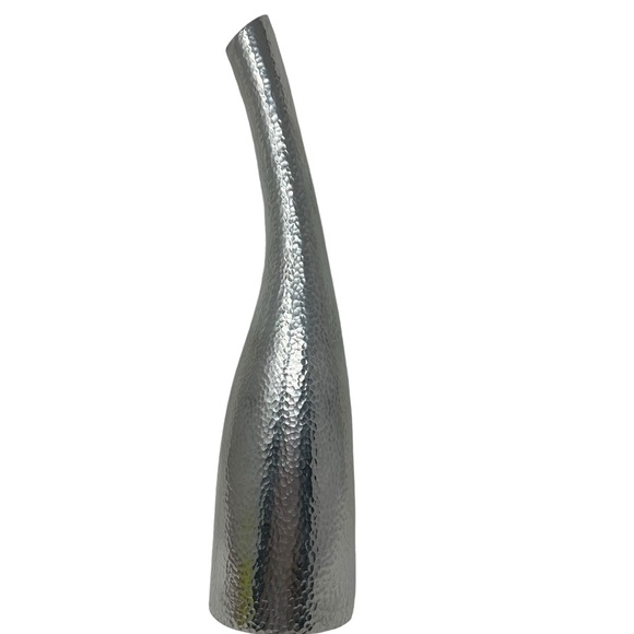 Sleek Godinger Metal Vase Hammered Textured Surface - 14” - Picture 9 of 10
